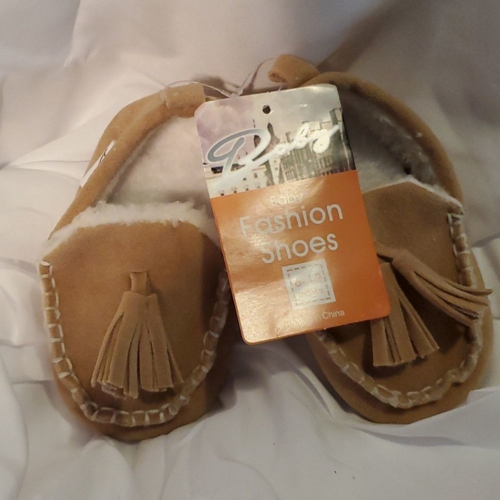Baby Tan Fashion Moccasins - Size 6-12 Months